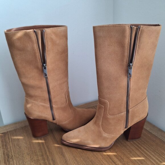 Franco Sarto | Jaxon Mid Calf Suede Boots (Camel) | Women's US 8.5 - Picture 4 of 12
